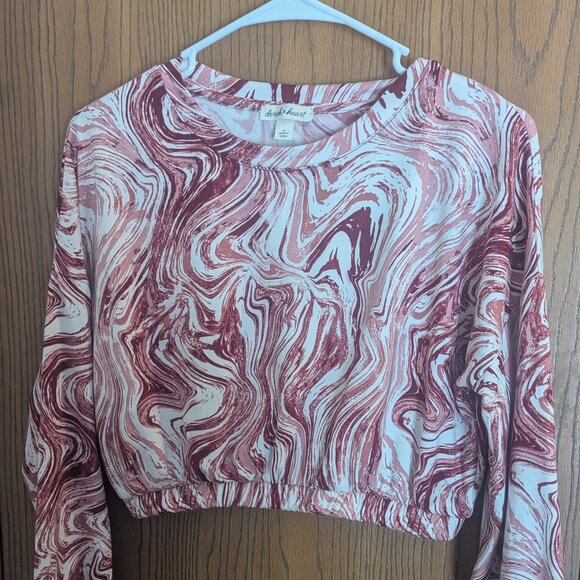 Derek Heart Tops - Derek Heart Swirl Cropped Sweatshirt Y2K Pink Soft-M